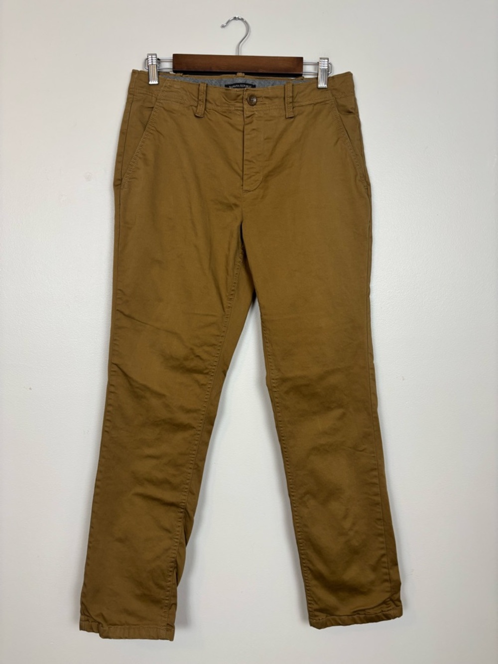 Banana Republic Aiden Mid Rise Chino Flat Front Slim Leg Lined Mens 29X30 Brown